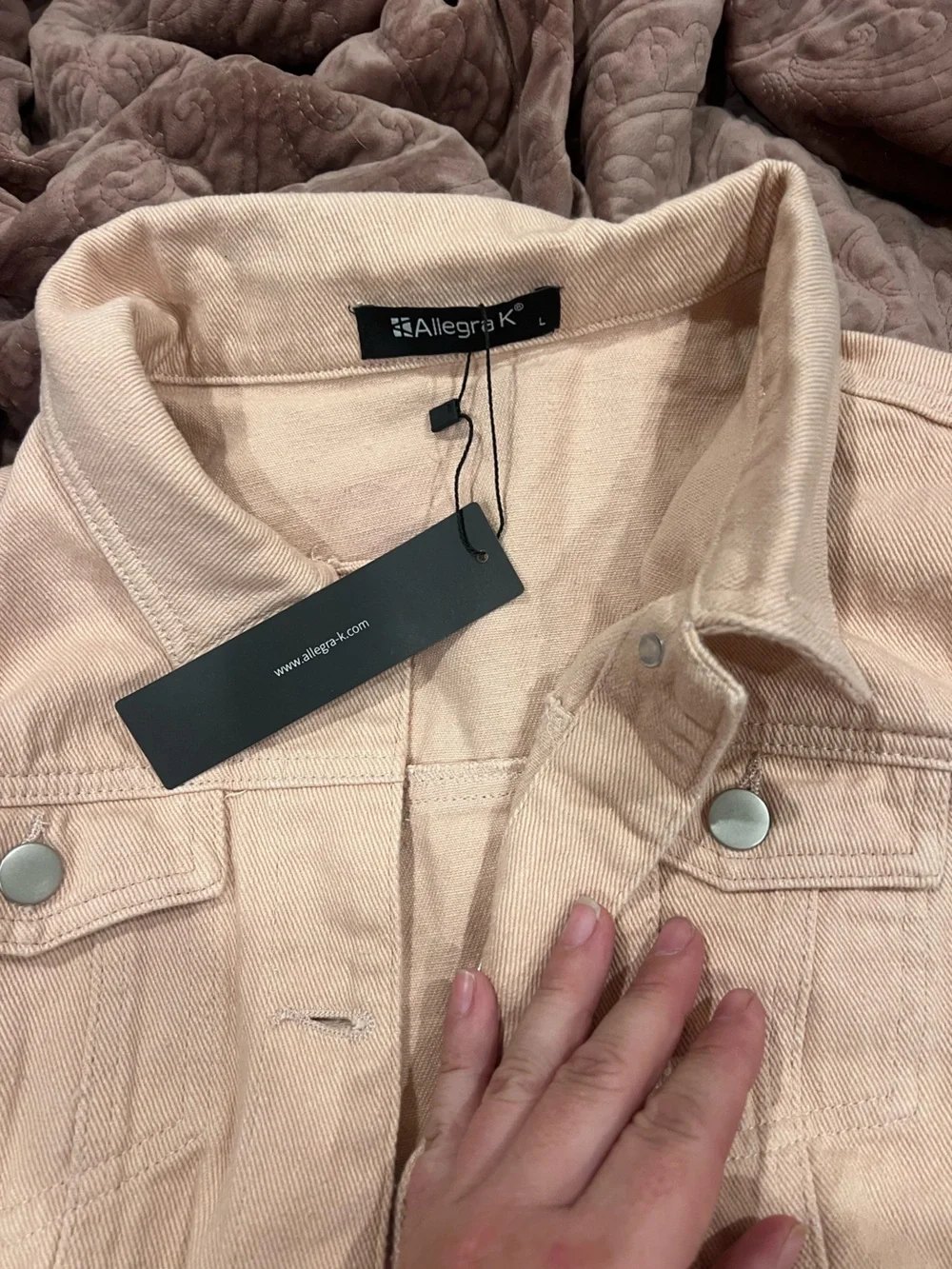 Allegra light pale salmon pink denim vest